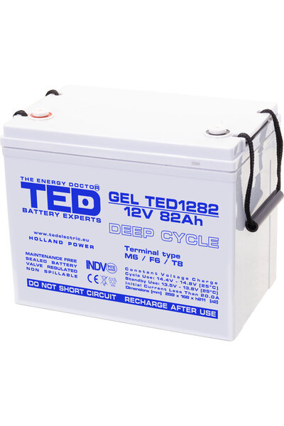 TED Electric Acumulator Staționar Etans cu Gel Deep Cycle 12V 82A M6 F6 T6, D...