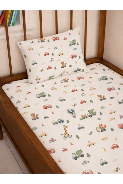 OMIYA BABY Sheet Set 100X200 Elastic 100% Cotton |   Dream Collection Tiny Roads