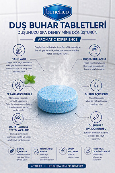BENEFICO Mentol ve Okaliptus Özlü Duş Buhar Tableti