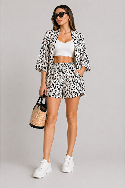 LEONE KOLEKSİYON Bürümcük Fabric Kimono Shorts Set 2 Pcs