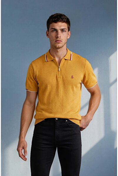 Sea Style Zippered Polo Neck Fit Knitwear T-Shirt