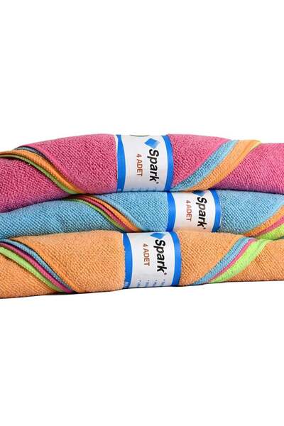 Alezy Spark M3330 Mikrofiber Genel Temizlik Bezi 4'lü Set 32x32cm (Karışık Renk)