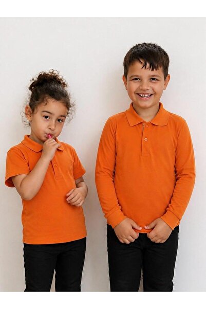 BAGİSTA BUTİK Unisex Children's Short-Sleeved Long-Sleeved Polo Collar T-Shirt