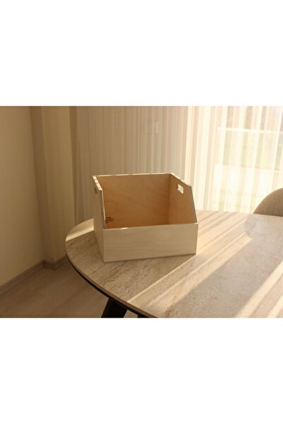 Limon Dekor Doğal Ahşap LP Plak Sandığı 12" Renksiz Verniksiz - Organizer Kutu - Natural Wooden LP Record Box 12"