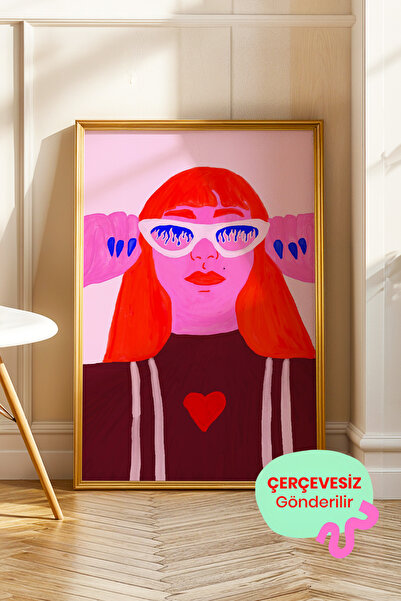 ArtDropsco Pop Art Kadın Portre Tablo Poster Modern İllüstrasyon Duvar Dekoru...