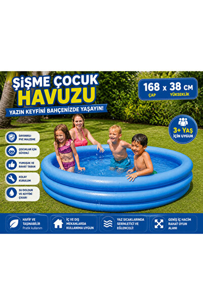 TOTTERİQ 168x38 cm Şişme Çocuk Havuzu | Yuvarlak Bahçe Havuzu