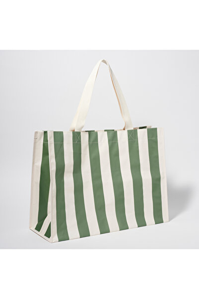 SunnyLife Large Beach Bag Green Striped Pool Seafood