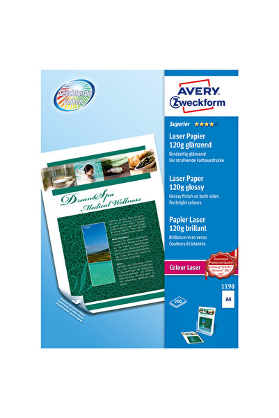 Avery Zweckform Hârtie foto stratificată pe ambele fețe, 120 g, 210 x 297 mm,...