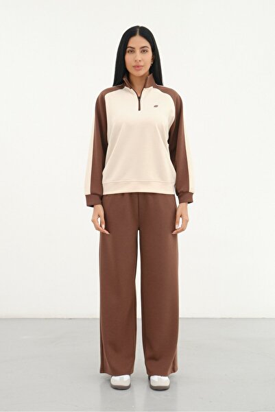 Shooter Sportswear طقم بدلة رياضية نسائية من القماش المودال باللون البني - تو...