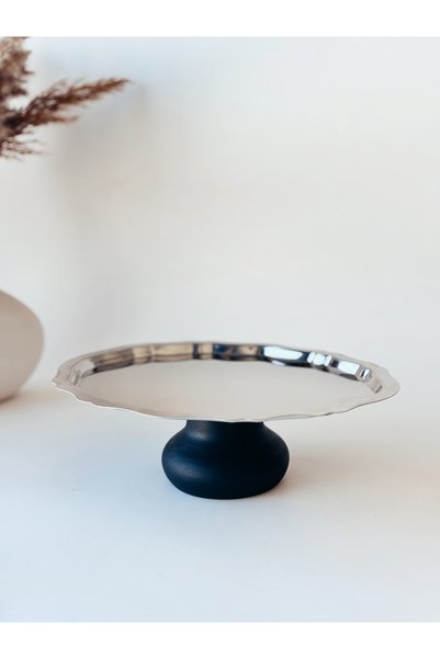 Madas Desıgn Presentation Plate, Metal Plate, Coffee Side Display Stand, Stand with Legs, Cake Stand
