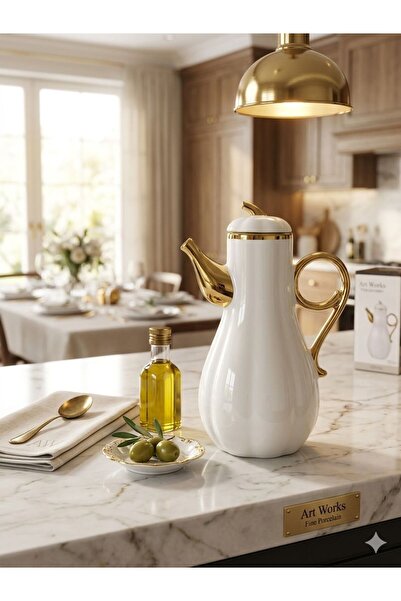 CEZVE HOME Gold Detaylı Balkabağı Model Yağdanlık - Sirkelik 1 Adet