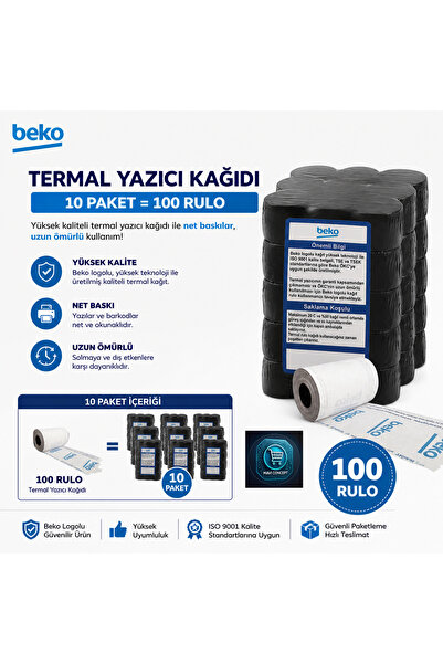 Beko X30 TR - 300 TR - 220 TR - 400 TR Yazarkasa Termal Pos Rulosu ( 10 Paket...