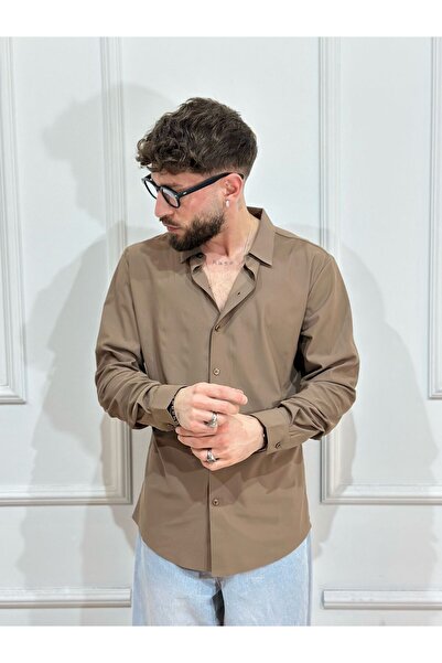 Urban Collection Καφέ πουκάμισο με κουμπιά Urbancollection