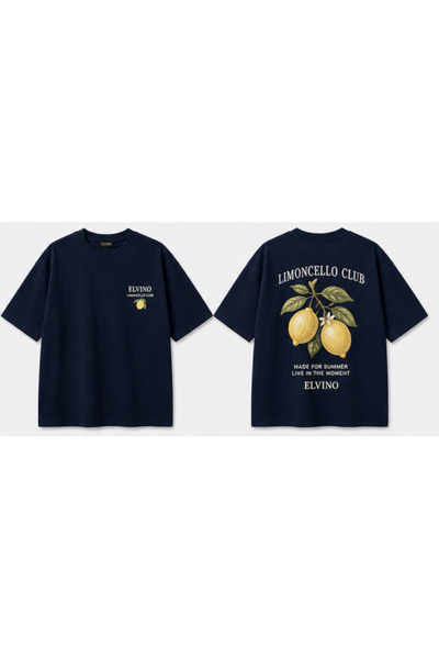 Elvino Limoncello Club Τυπωμένο Oversize Βαμβακερό T-shirt με λαιμόκοψη ποδηλ...