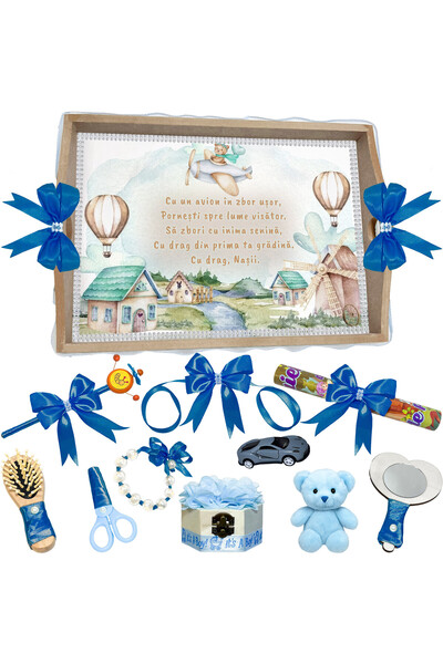 LoreBebe Set Tava Taiere Mot Baieti, Tavita Mot, 11 Piese, Model Zbor Maret, ...