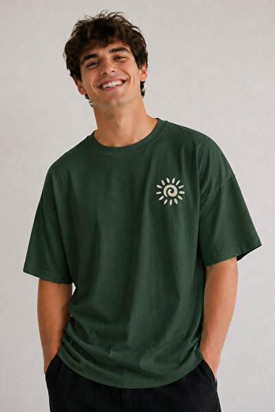 ArtYus Minimal Sun Spiral Printed Unisex Oversize T-Shirt – Cotton Crew Neck ...
