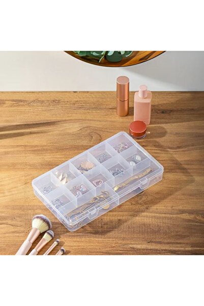 Hane216 Transparent 12 Compartment Necklace Ring Jewelry Box Organizer Organi...