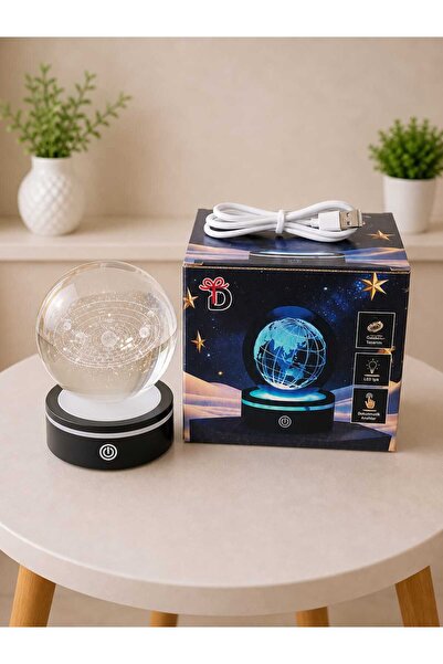 NovaHediyelik 3D Dönen Kristal Küre Gezegenler LED Işıklı – Renk değiştiren ı...