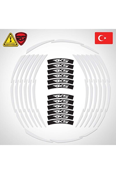 Redline Grafik RKS Uyumlu Beyaz Yazılı 3 Parçalı Beyaz Reflektif Jant Şeridi
