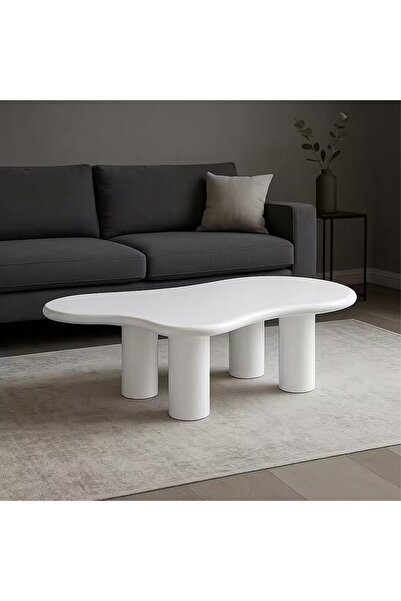Sare trade Hernest ORGANIK FORM ORTA SEHPA 130X80 CM | MODERN BEYAZ DEKORATIF...
