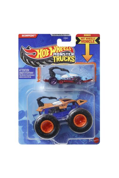 mattel HOT WHEELS MONSTER TRUCK ȘI MAȘINĂ METALICĂ SCORPEDO