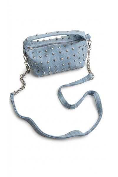 ELOVE Geantă de mână și de umăr din denim, cu detalii, pentru femei, mărime mini