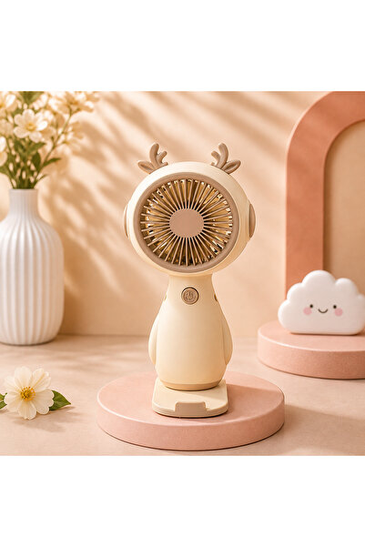 hediyeconcepti Sevimli Mini El Fanı USB Şarjlı Taşınabilir Sessiz Masaüstü Fa...
