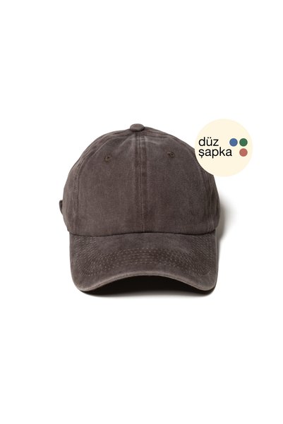 düz şapka studio Düz Şapka | Kahverengi Yıkamalı Kep Şapka - Minimalist, Logosuz ve Yazısız
