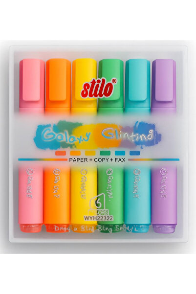 Stilo مجموعة أقلام تحديد لامعة من جلاكسي، 6 ألوان، للكتابة اليدوية والجرافيتي
