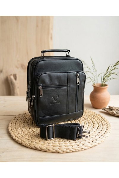 PASSTELL 100% Genuine Leather Large Size Men's Hand and Shoulder Bag with Ste...