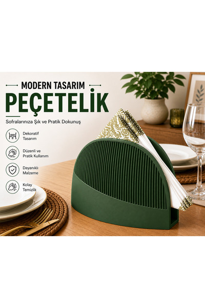 ATB Design Solutions Modern Tasarım Peçetelik | Dekoratif Masaüstü Peçete Tut...