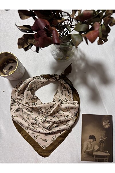 TREND DOKUNUŞ 50-50 KADIN SATEN ZEYTİNLİ FULAR BANDANA