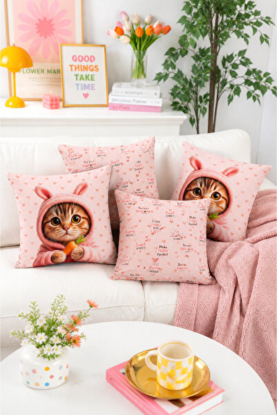 Bertille Home Pop Art Series Double-Sided Digital Printed Set of 4 Throw Pill...