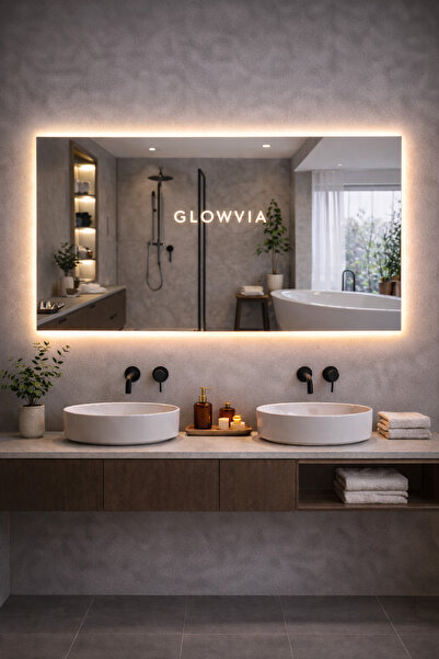 GLOWVİA Mirror Kumlamasız Dokunmatik ve LED Işıklı Dikdörtgen Ayna