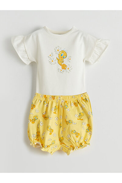 LC Waikiki Set de 2 piese pentru fetițe, cu imprimeu Tweety: body cu capse și...
