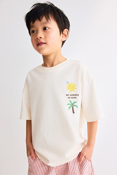 H&M Baskılı Oversize Tişört