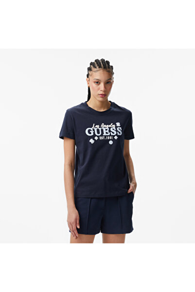 Guess Agnes Aktif Regular Fit Kadın Lacivert T-Shirt