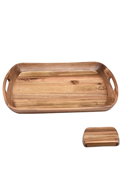 MİEN Akasya Ahşap Servis Tepsisi 43x30 cm – Doğal, Şık ve Çok Amaçlı Sunum Te...