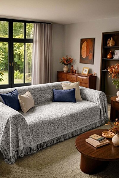 Cotto Home Pamuklu Kaymaz Koltuk Örtüsü 170X220cm - Gri Çok Amaçlı Örtü Pike ...