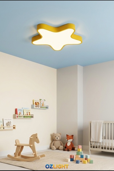 OZLIGHT AYDINLATMA OZLIGHT 80 cm Yıldız Figürlü Gold LED Avize - 100W Yüksek ...