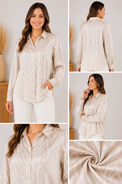 LOVE DESENLİ BÜZGÜLÜ SATEN GÖMLEK