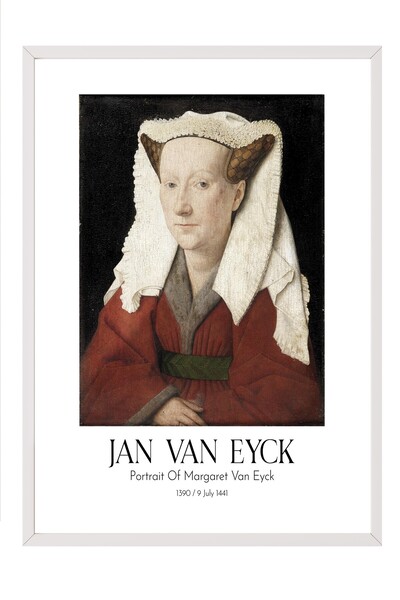 Postifull Jan van Ajk - Portret Margaret van Ajk, slika u belom okviru, umetn...