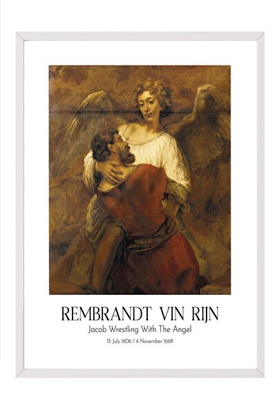 Postifull Rembrandt Vin Rijn - Jakob se rva s anđelom, slika u belom okviru, ...