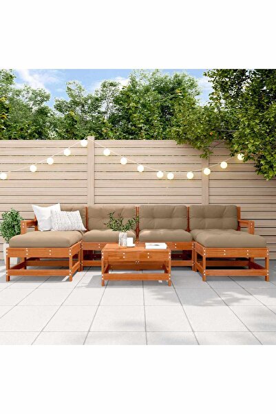 vidaxl Set de lounge pentru gradina 7 pcs Maro ceruit