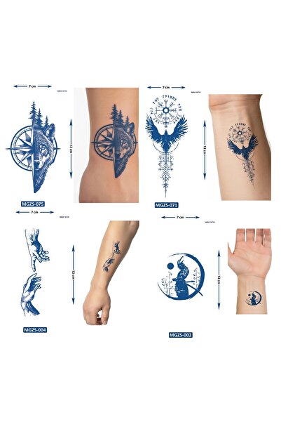 Airbrush Tattoo Küçük Boy 4 Adet Birden Yarı Kalıcı Geçici Dövme 1 Ay Kalıcı ...