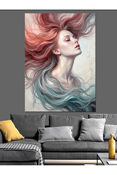 Artmeg Femeie cu păr roșu și vânturi, tablou decorativ din pânză - Masă din l...