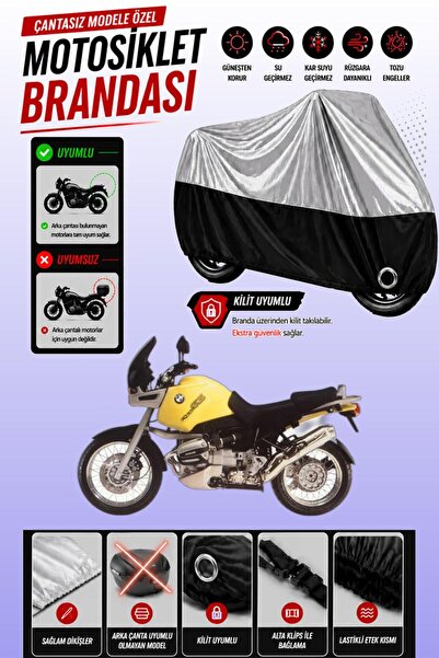 Cemku Twin غطاء محرك متوافق مع BMW R 1100 GS باللون الرمادي من الأعلى والأسود...