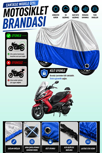 Cemku Twin غطاء محرك متوافق مع Kymco Downtown 250i باللون الرمادي من الأعلى و...