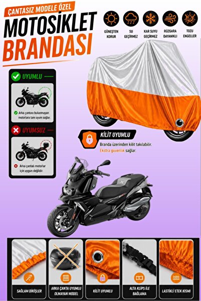 Cemku Twin Top Gray - Bottom Orange Bmw C 400 X Compatible Engine Cover, Rear...