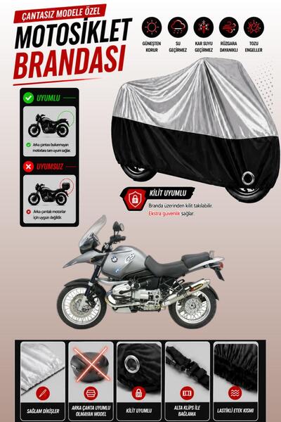 Cemku Twin غطاء محرك متوافق مع BMW R 1150 GS باللون الرمادي من الأعلى والأسود...